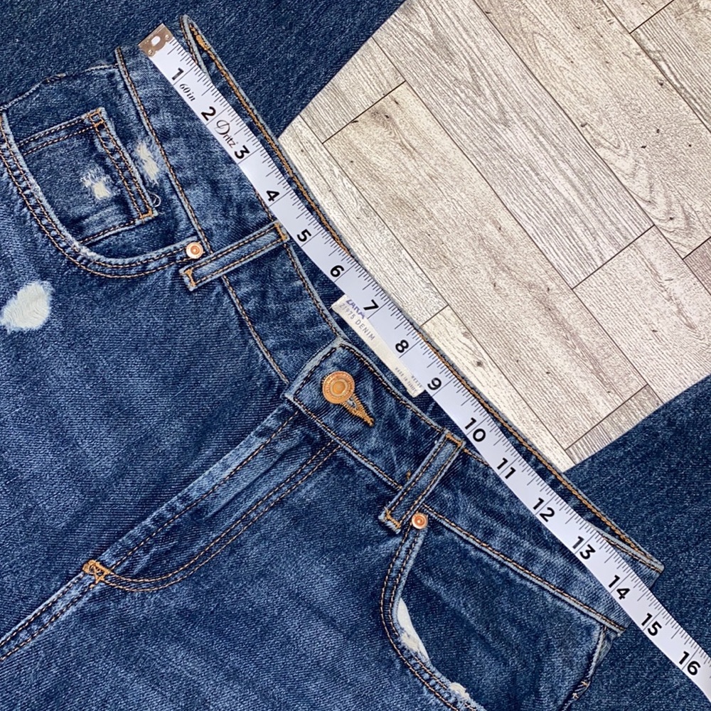 Zara Z1975 Denim Distressed Ripped Raw Hem Boyfriend Jeans Size 4 - Picture 6 of 13